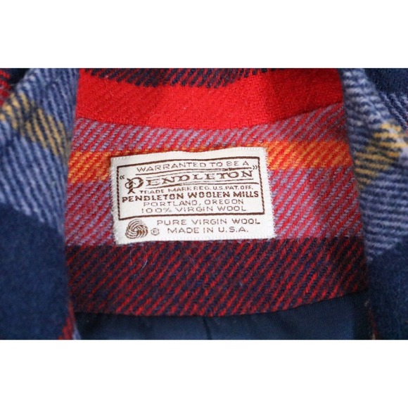 Pendleton Vintage Blue Plaid Wool wool Zip Bomber Jacket Women's Size Large - Picture 2 of 8